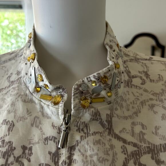 Alfred Dunner Womens Zip-up Jacket. Gray & White Print - Picture 8 of 13